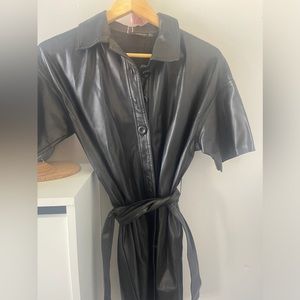 ZARA LEATHER SHIRT DRESS